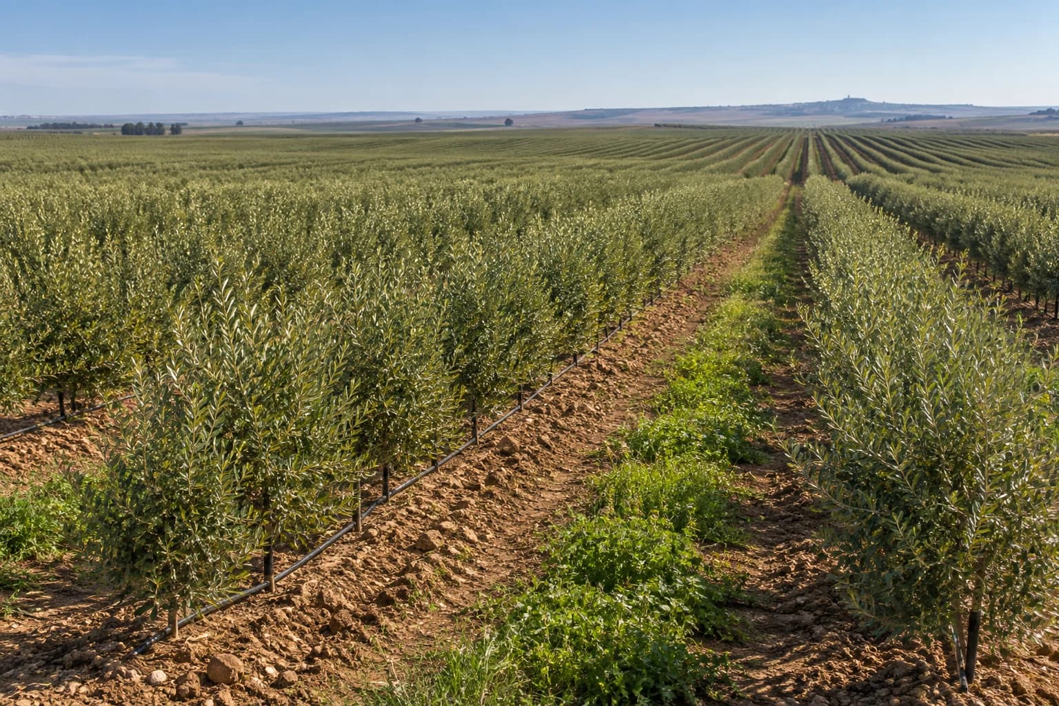 High-density Arbequina olive hedgerows